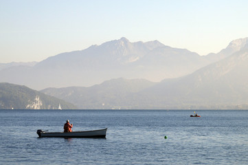 Fishing boat on Annecy lake