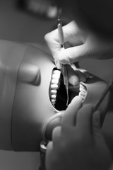The process of teaching dental treatment on a dummy at the University's Dental Faculty
