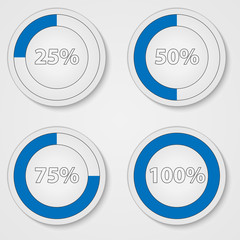 Blue circle of information loading. Percentage vector infographics. Percent pie chart. 
