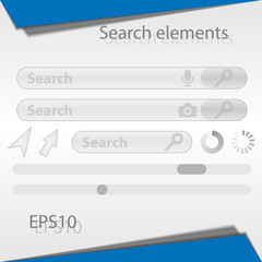 Search elements for the web interface. Search bar. Arrows. Scroll bar.