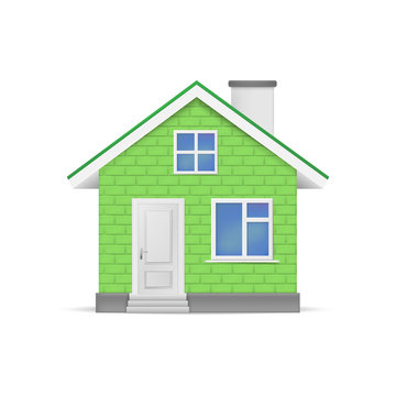 3D realistic house isolated on white background. Vector illustration.