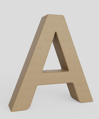 Isolated Upright Capital letter a Made of Cork