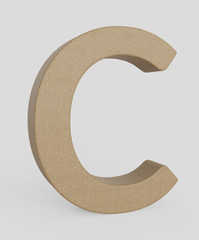 Isolated Upright Capital letter c Made of Cork