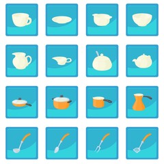 Pastry set icon blue app