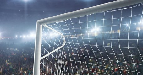 Soccer goalkeeper on a professional soccer stadium. Stadium and crowd is made in 3D and animated - Powered by Adobe