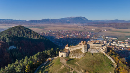 Fototapeta na wymiar Aerial view of Rasnov Fortress Romania