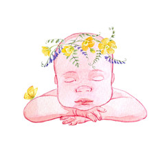 Watercolor baby illustration