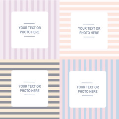 Realistic design photo frames. Decorative template for baby, family or memories. Scrapbook concept, vector illustration.