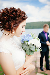 Beautiful bride on the river