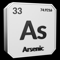 Upright Metal Plaque with Black 3D Text of Chemical Element Arsenic