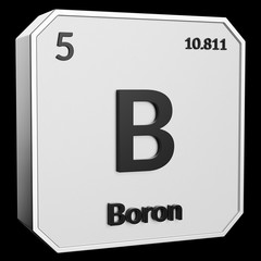 Upright Metal Plaque with Black 3D Text of Chemical Element Boron