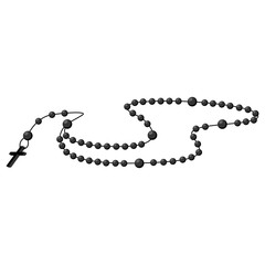 Fototapeta premium Holy rosary beads vector illustration. Prayer Catholic chaplet with a cross icons isolated on white background.