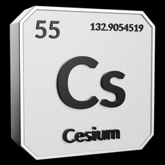 Upright Metal Plaque with Black 3D Text of Chemical Element Cesium