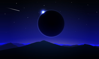 Landscape of the Night Solar Eclipse