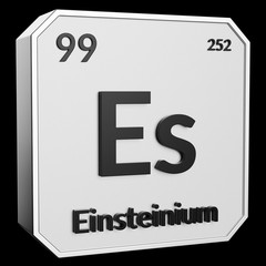 Upright Metal Plaque with Black 3D Text of Chemical Element Einsteinium