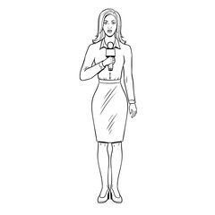 Journalist with microphone coloring book vector