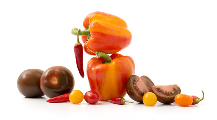 Kumato-Tomaten, 'Tigerpaprika und Peperoni