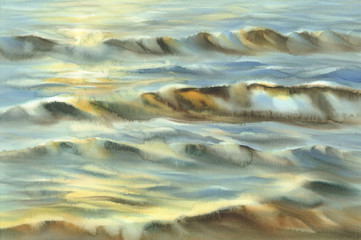 sunny sea reflections watercolor background
