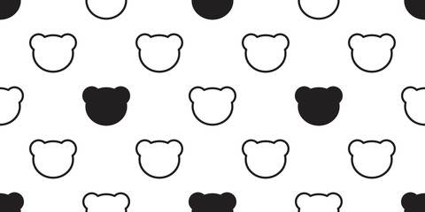 Fototapeta premium Bear seamless polar bear vector pattern grizzly teddy head isolated background wallpaper