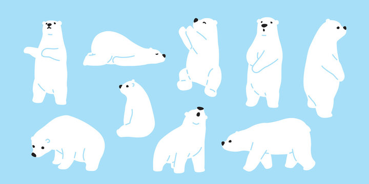 Premium Vector  Set of cute polar bear stickers
