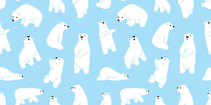 Bear seamless polar bear vector pattern teddy icon character cartoon doodle illustration tile background wallpaper