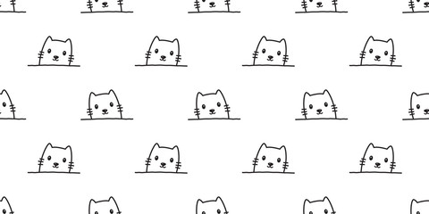 Cat seamless pattern vector kitten icon isolated wallpaper background