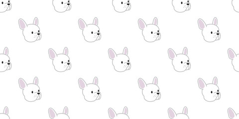 dog Seamless french bulldog vector Pattern head isolated wallpaper background white