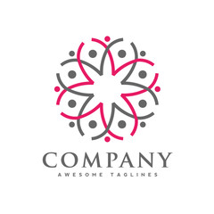 concept of people activity and community logo set.community no profit logo, education child logo