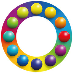 colored circle to increase their contrast. Illustration over white background.