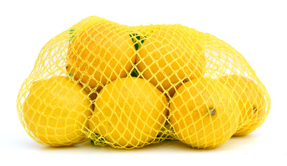 lemons group isolated in bag on white background