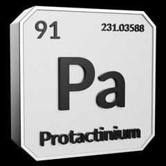Upright Metal Plaque with Black 3D Text of Chemical Element Protactinium