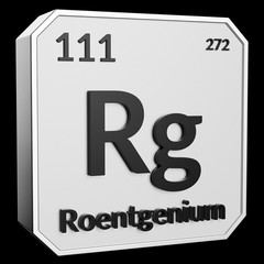 Upright Metal Plaque with Black 3D Text of Chemical Element Roentgenium