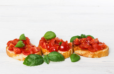 Bruschetta with fresh tomato and basil