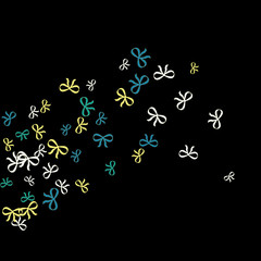 Festive Background with Colorful Bows. Cute Pattern for Postcard, Print, Banner or Poster. Small Pretty Bows For Party Decoration, Wedding, Birthday or Anniversary Invitation. Vector