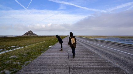 mont saint michel with low tide 