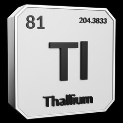 Upright Metal Plaque with Black 3D Text of Chemical Element Thallium