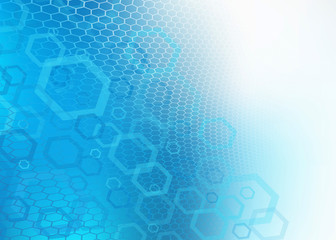 Abstract high resolution illustration of blue faded hexagonal/geometric layered design background perfect for Medical, Healthcare and Science and many other Businesses Plenty of copy space.