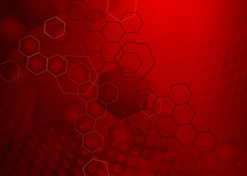 Abstract high resolution free radical molecular illustration of red faded hexagonal/geometric layered design background perfect for Medical, Healthcare and Science and many other Businesses.