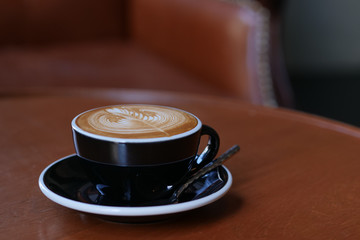 coffee latte art in coffee shop cafe