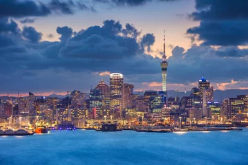 Wall murals New Zealand Auckland. Cityscape image of Auckland skyline, New Zealand during sunset.
