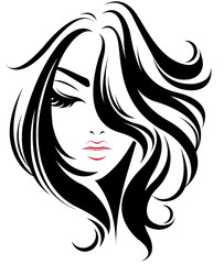 women short hair style icon, logo women on white background