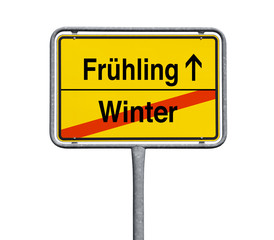 Schild Frühling Winter