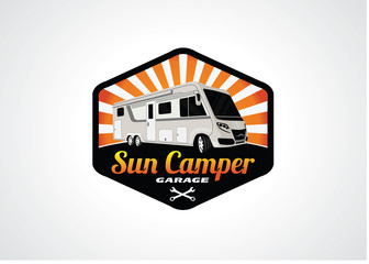 Bus Camper Logo Template Design Vector, Emblem, Design Concept, Creative Symbol, Icon