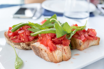 Bruschetta with tomato and basil