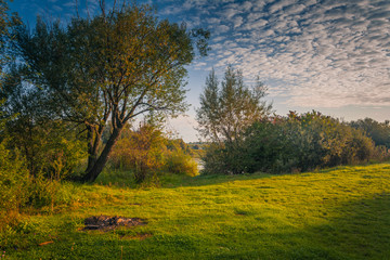 Fields, forests and roads in autumn