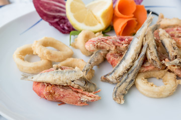 Mixed fried fish