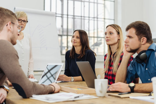 Dedicated business team discussing a project