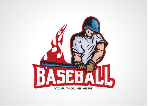 Fire Baseball Logo Template Design Vector, Emblem, Design Concept, Creative Symbol, Icon