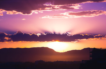 Obraz premium Background of a sunset in pink color