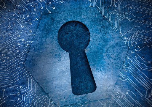 Keyhole on circuit board protecting data